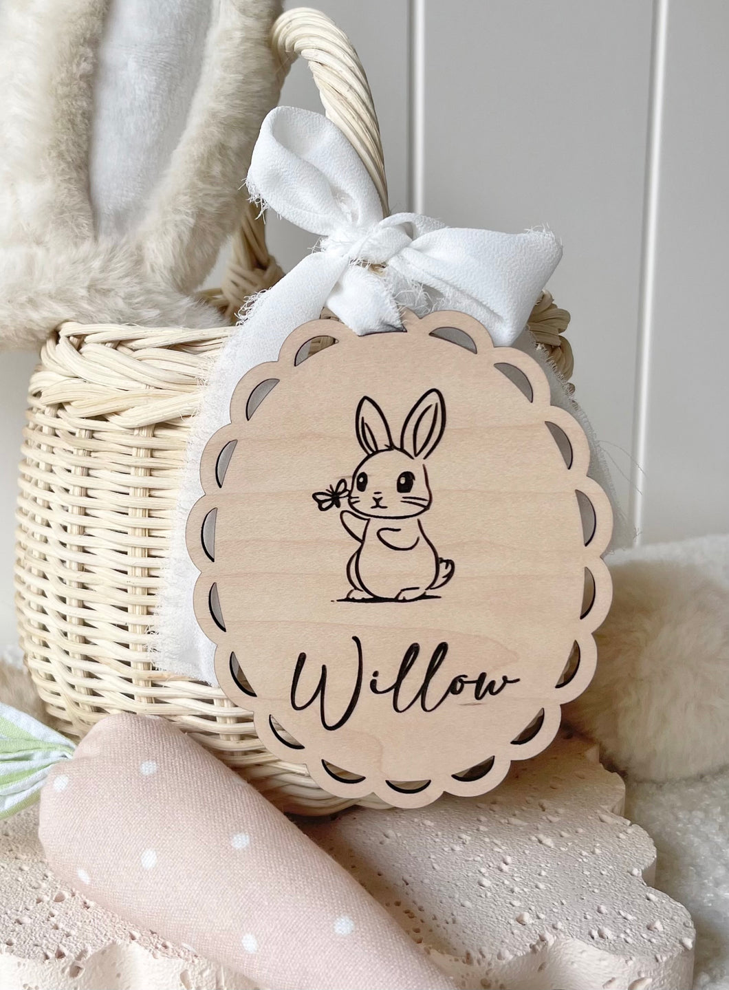 Vintage Bunny Butterfly Tag