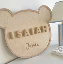 Load image into Gallery viewer, 3d Teddy Bear Name Plaque
