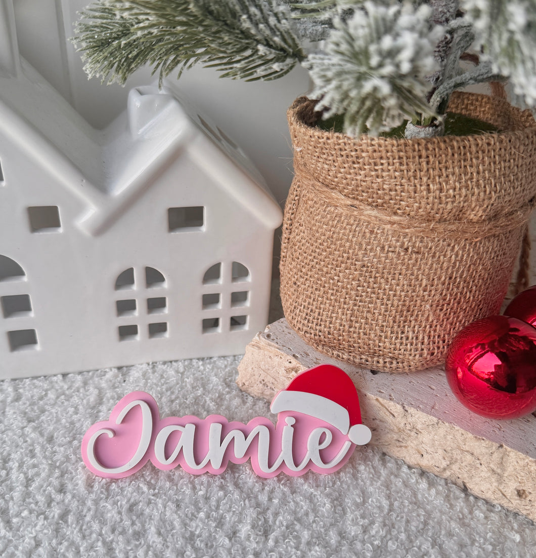 Santa Hat Acrylic Work Badge 